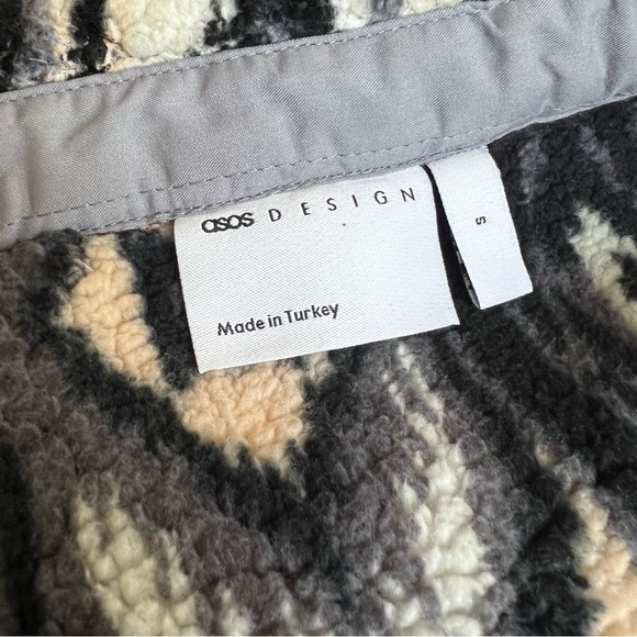 ASOS Mens Western Aztec Print Fleece Over Shirt Jacket Button Down Small - Picture 7 of 7